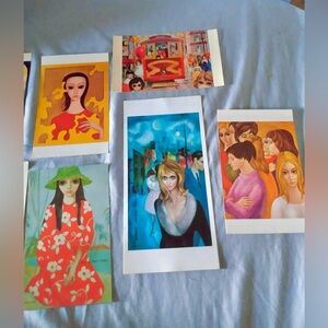 Collection of 8 Vintage Margaret & Walter Keane Postcards - Unused